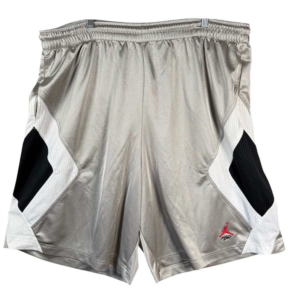 Jordan Basketball Short Men 3XL Silver Flight Jumpman Mesh Athletic Dazzle‎ Y2K